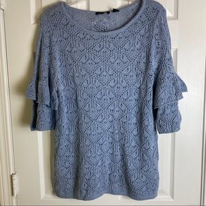 Jeanne Pierre Blue Crochet Sweater